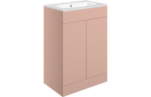 Stour 615mm Floor Standing 2 Door Basin Unit & Basin - Matt Antique Rose