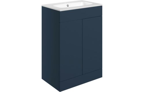 Stour 615mm Floor Standing 2 Door Basin Unit & Basin - Matt Deep Blue