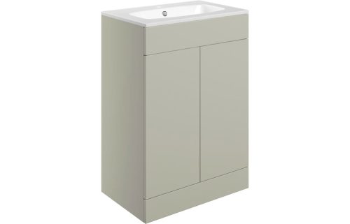 Stour 615mm Floor Standing 2 Door Basin Unit & Basin - Matt Latte