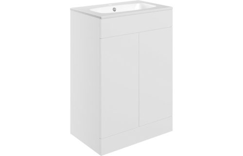 Stour 615mm Floor Standing 2 Door Basin Unit & Basin - Matt White