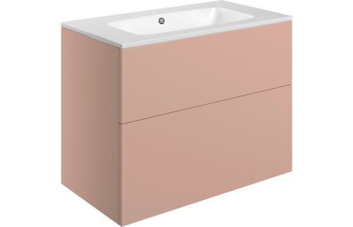 Stour 815mm Wall Hung 2 Drawer Basin Unit & Basin - Matt Antique Rose