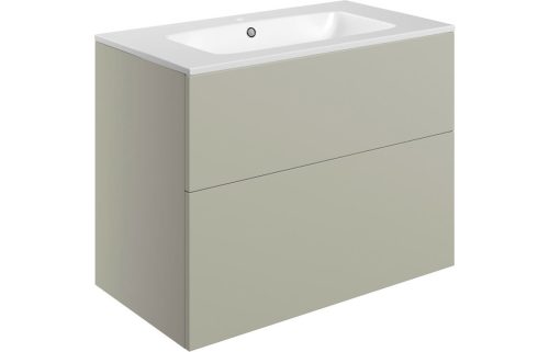 Stour 815mm Wall Hung 2 Drawer Basin Unit & Basin - Matt Latte