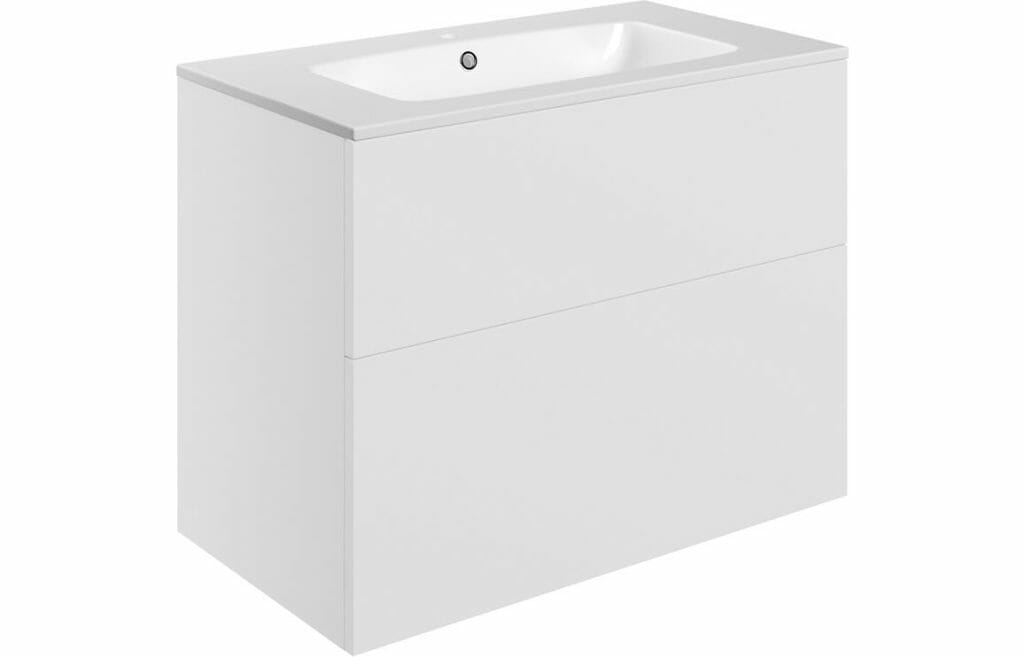 Stour 815mm Wall Hung 2 Drawer Basin Unit & Basin - Matt White