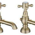 Tain Basin Pillar Taps - Brushed Brass