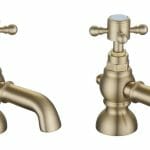 Tain Bath Pillar Taps - Brushed Brass