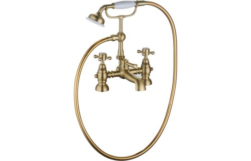 Tain Bath/Shower Mixer w/Shower Kit - Brushed Brass