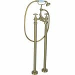 Tain Floor Standing Bath/Shower Mixer w/Shower Kit - Brushed Brass