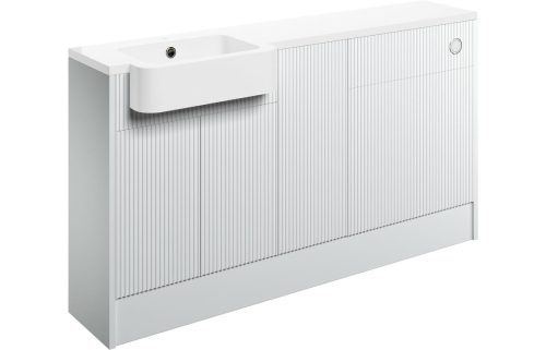 Tetney 1542mm Basin, WC & 1 Door Unit Pack (LH) - Matt White