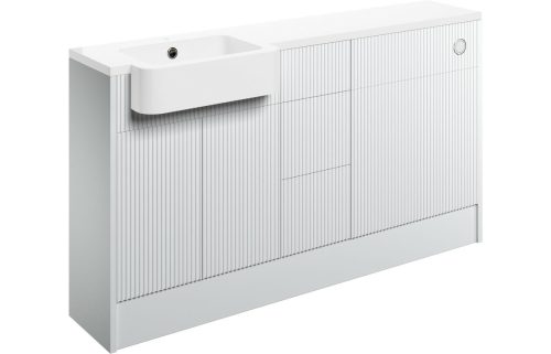 Tetney 1542mm Basin, WC & 3 Drawer Unit Pack (LH) - Matt White