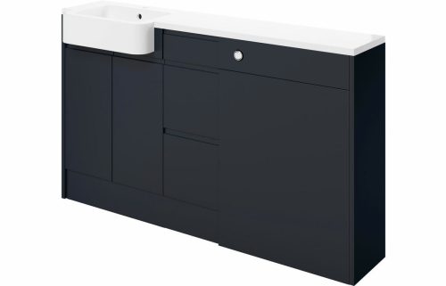 Valency 1542mm Basin, WC & 3 Drawer Unit Pack (LH) - Matt Indigo Blue