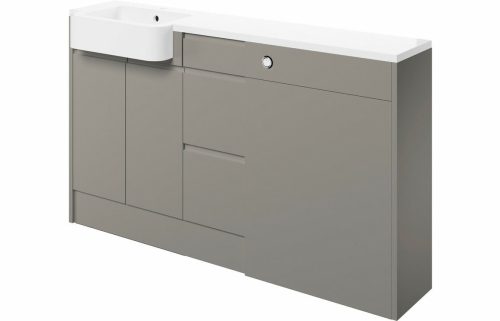 Valency 1542mm Basin, WC & 3 Drawer Unit Pack (LH) - Pearl Grey Gloss