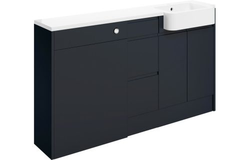 Valency 1542mm Basin, WC & 3 Drawer Unit Pack (RH) - Matt Indigo Blue