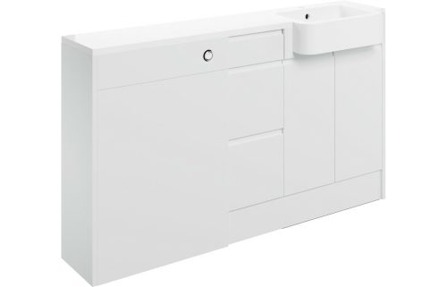 Valency 1542mm Basin, WC & 3 Drawer Unit Pack (RH) - White Gloss