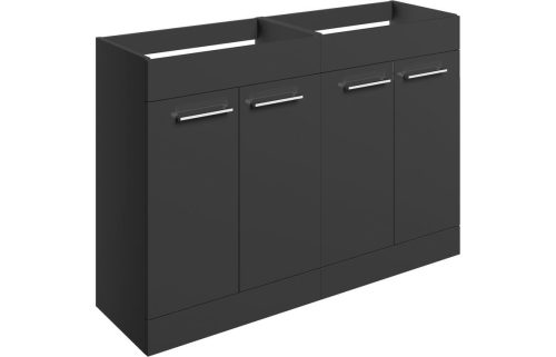 Volga 1180mm Floor Standing 2 Door Basin Unit Run (No Top) - Anthracite Gloss