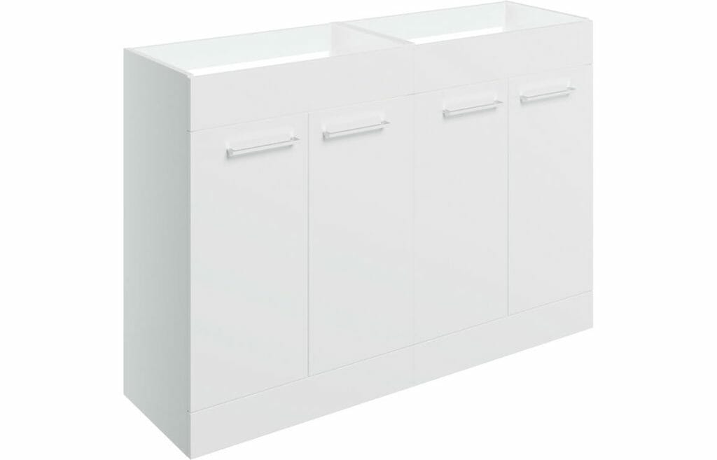 Volga 1180mm Floor Standing 2 Door Basin Unit Run (No Top) - White Gloss
