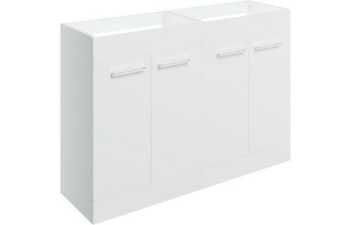 Volga 1180mm Floor Standing 2 Door Basin Unit Run (No Top) - White Gloss