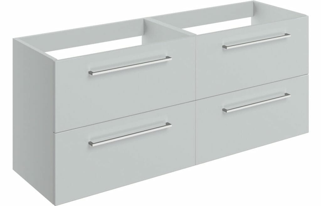 Volga 1180mm Wall Hung 2 Drawer Basin Unit Run (No Top) - Grey Gloss