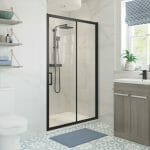 Reflection Clear Black Framed 1500mm Sliding Shower Door - 1850 x 1500