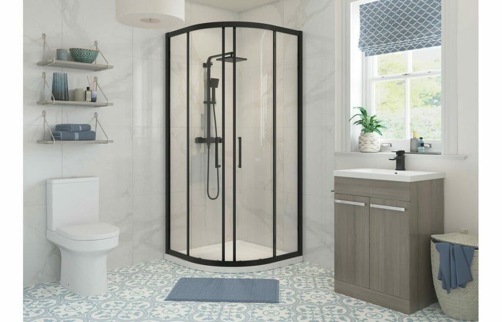 Reflection Clear Black Framed 900mm 2 Door Quadrant Shower Enclosure