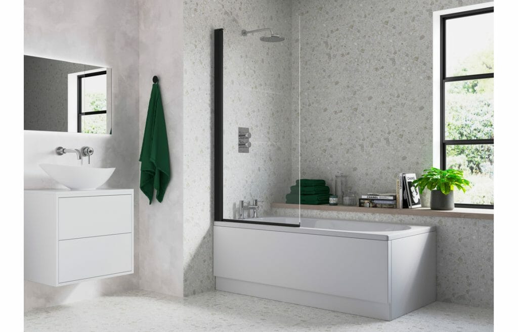 Black Single Straight Edge Bath Screen