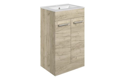 Volga 510mm Floor Standing 2 Door Basin Unit Basin Oak