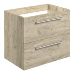 Volga 590mm Wall Hung 2 Drawer Basin Unit No Top Oak