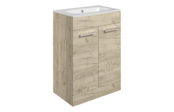 Volga 610mm Floor Standing 2 Door Basin Unit Basin Oak