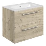 Volga 610mm Wall Hung 2 Drawer Basin Unit Basin Oak