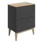 larna 610mm floor standing 2 drawer basin unit maple oak effect worktop matt graphite grey