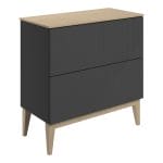 larna 810mm floor standing 2 drawer basin unit maple oak effect worktop matt graphite grey