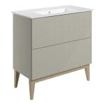 larna 815mm floor standing 2 drawer basin unit basin matt oat