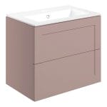 maynard 615mm wall hung 2 drawer basin unit basin matt peony