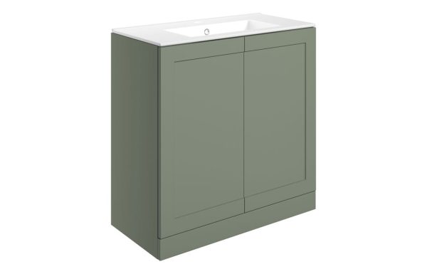 maynard 815mm floor standing 2 door basin unit basin matt reed green