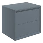 press 600mm wall hung 2 drawer basin unit top matt storm blue