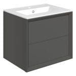 press 615mm wall hung 2 drawer basin unit basin matt clay