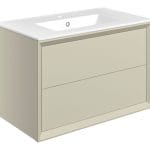 press 815mm wall hung 2 drawer basin unit basin matt cotton