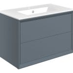 press 815mm wall hung 2 drawer basin unit basin matt storm blue